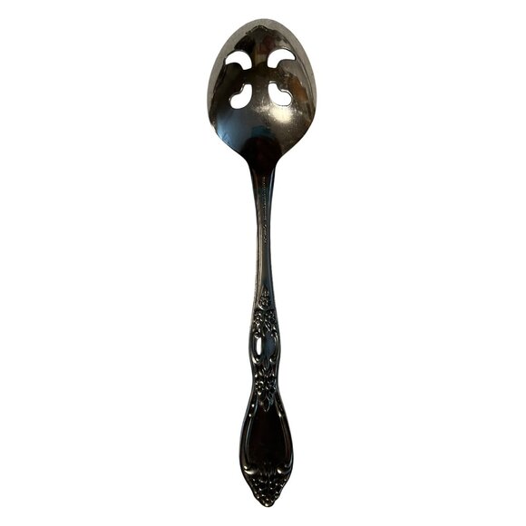 Oneida Silver WM A Rogers Huntington Stainless Slotted Serving Spoon Glossy Fini - Picture 4 of 4